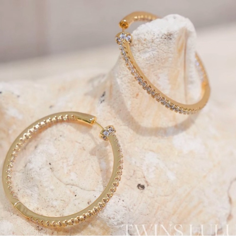 Gold filled Hoop Earrings with Cubic Zirconia
